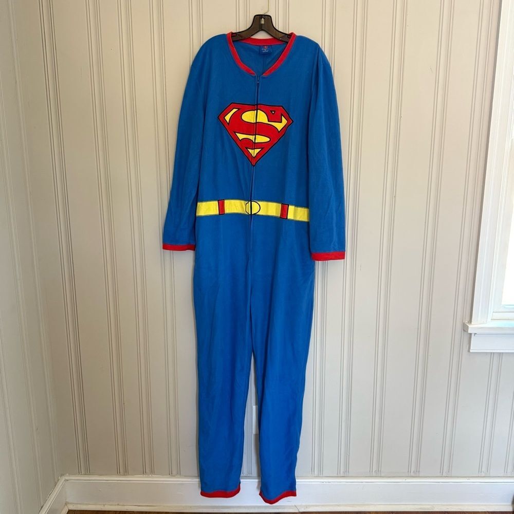 DC Comics Superman Blue and Red Fleece Zip Up Suit/Onsie